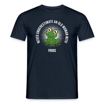 Frog Never Underestimate An Old Woman With Frogs - Men's T-Shirt - navy - Front - AI Model Male 178 light (178cm)