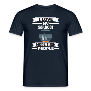Voilier J’aime mon voilier plus que les gens - T-shirt homme - marine - Devant - AI Model Male 178 light (178cm)