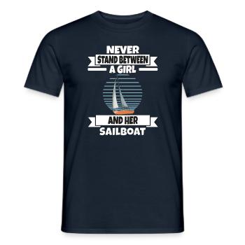 Ne vous tenez jamais entre une fille et son voilier - T-shirt homme - marine - Devant - AI Model Male 178 light (178cm)