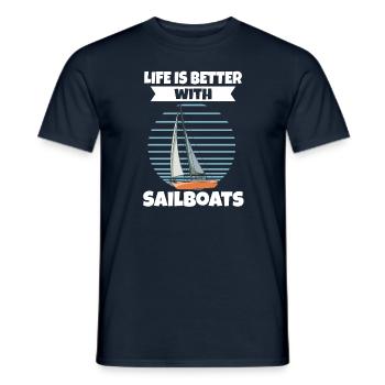Sailboat Life Is Better With Sailboats - Männer T-Shirt - Navy - Vorne - AI Model Male 178 light (178cm)