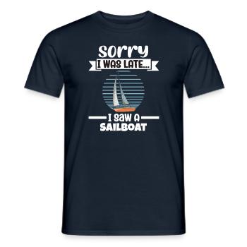 Voilier désolé d’être en retard, j’ai vu un voilier - T-shirt homme - marine - Devant - AI Model Male 178 light (178cm)