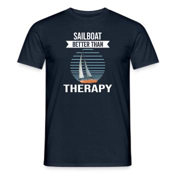 Sailboat Sailboat Better Then Therapie - Männer T-Shirt - Navy - Vorne - AI Model Male 178 light (178cm)