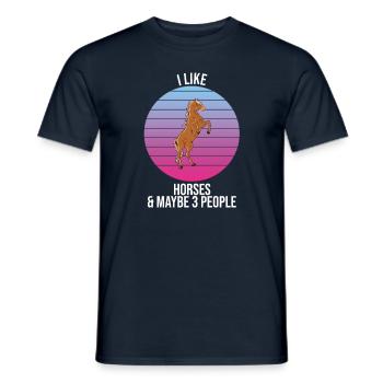I Like Horses And Maybe 3 People - Männer T-Shirt - Navy - Vorne - AI Model Male 178 light (178cm)