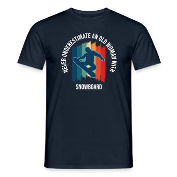 Never Underestimate An Old Woman With Snowboard - Men's T-Shirt - navy - Front - AI Model Male 178 light (178cm)