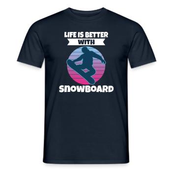 La vie est meilleure avec le snowboard - T-shirt homme - marine - Devant - AI Model Male 178 light (178cm)