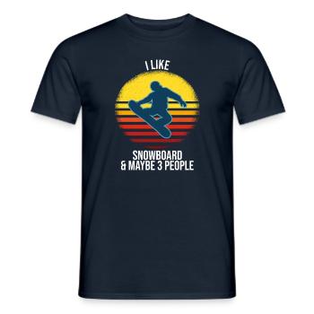 J'aime le snowboard et peut-être 3 personnes - T-shirt homme - marine - Devant - AI Model Male 178 light (178cm)