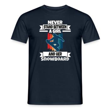 Never Stand Between A Girl And Her Snowboard - Men's T-Shirt - navy - Front - AI Model Male 178 light (178cm)