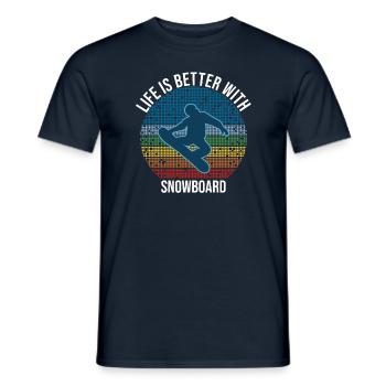 La vie en snowboard est meilleure avec le snowboard - T-shirt homme - marine - Devant - AI Model Male 178 light (178cm)