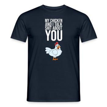 Mon poulet et moi parlons de merde à propos de toi - T-shirt homme - marine - Devant - AI Model Male 178 light (178cm)