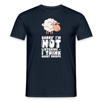 I'm not listening, I'm thinking of sheep - Men's T-Shirt - navy - Front - AI Model Male 178 light (178cm)