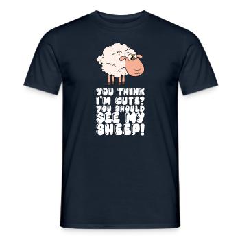 Je suis mignonne, tu devrais voir mes moutons - T-shirt homme - marine - Devant - AI Model Male 178 light (178cm)