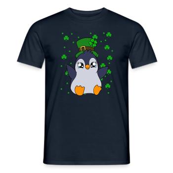 Cute Penguin Shamrocks Saint Patrick's Day Penguin - Men's T-Shirt - navy - Front - AI Model Male 178 light (178cm)