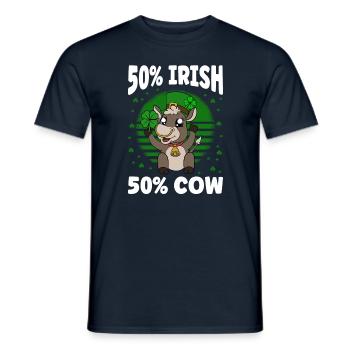 Cute cow shamrocks Saint Patrick's Day - Men's T-Shirt - navy - Front - AI Model Male 178 light (178cm)