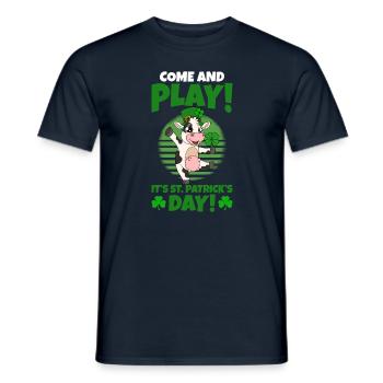 Cute cow shamrocks Saint Patrick's Day - Men's T-Shirt - navy - Front - AI Model Male 178 light (178cm)