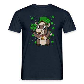 Cute cow shamrocks Saint Patrick's Day - Men's T-Shirt - navy - Front - AI Model Male 178 light (178cm)