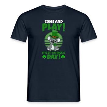 Cute Koala with Hat Saint Patrick's Day - Men's T-Shirt - navy - Front - AI Model Male 178 light (178cm)