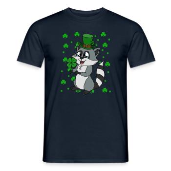 Waschbär Kleeblätter Saint Patrick's Day - Männer T-Shirt - Navy - Vorne - AI Model Male 178 light (178cm)