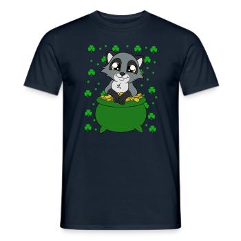 Waschbär Kleeblätter Saint Patrick's Day - Männer T-Shirt - Navy - Vorne - AI Model Male 178 light (178cm)