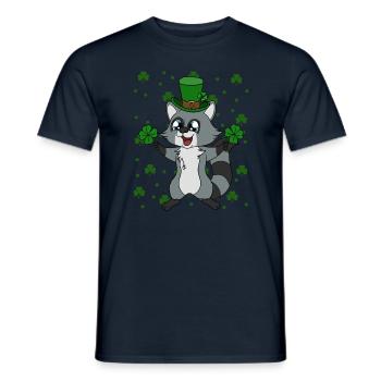 Waschbär Kleeblätter Saint Patrick's Day - Männer T-Shirt - Navy - Vorne - AI Model Male 178 light (178cm)