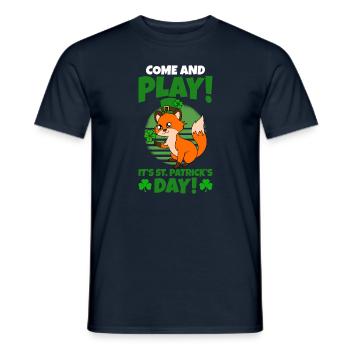 Cute Fox Clover St. Patrick's Day - Men's T-Shirt - navy - Front - AI Model Male 178 light (178cm)