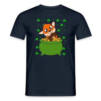 Cute Fox Clover St. Patrick's Day - Men's T-Shirt - navy - Front - AI Model Male 178 light (178cm)