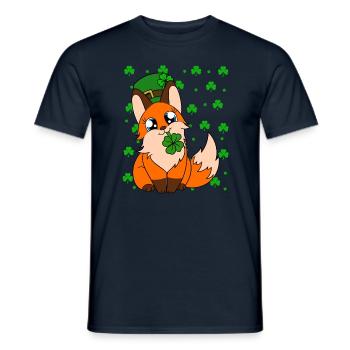 Cute Fox Clover St. Patrick's Day - Men's T-Shirt - navy - Front - AI Model Male 178 light (178cm)