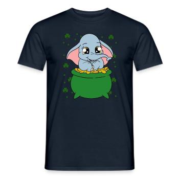 Cute elephant shamrocks St. Patrick's Day - Men's T-Shirt - navy - Front - AI Model Male 178 light (178cm)