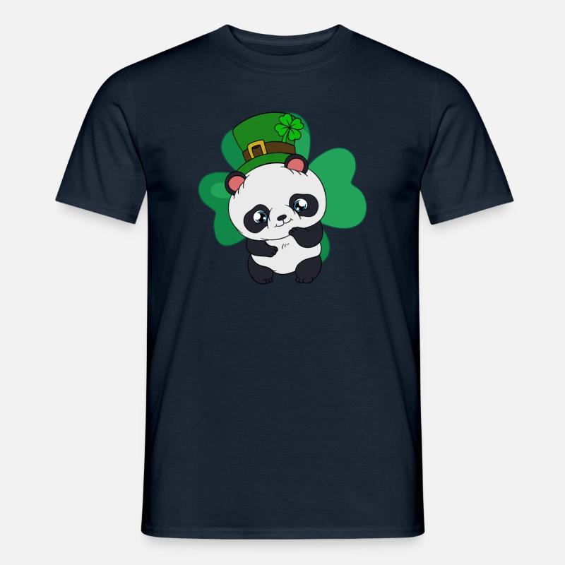 Panda de la Saint-Patrick avec chapeau de Saint-Patrick - T-shirt homme - marine