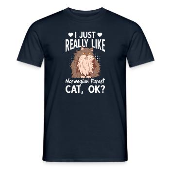 J’aime vraiment le chat de la forêt norvégienne - T-shirt homme - marine - Devant - AI Model Male 178 light (178cm)
