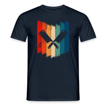 Couteau de boucher rétro Couteau de boucher vintage - T-shirt homme - marine - Devant - AI Model Male 178 light (178cm)