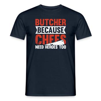 Boucher parce que les chefs ont aussi besoin de héros - T-shirt homme - marine - Devant - AI Model Male 178 light (178cm)