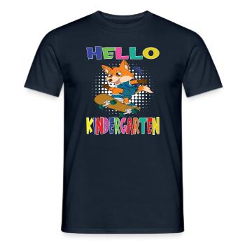 Bonjour Kindergarten Skateboarding Fox - T-shirt homme - marine - Devant - AI Model Male 178 light (178cm)