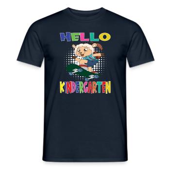 Hello Kindergarten Skateboarding Sheep - Men's T-Shirt - navy - Front - AI Model Male 178 light (178cm)