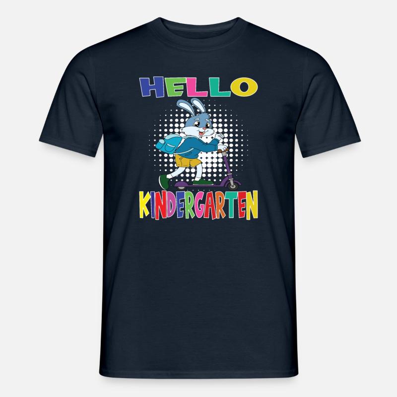 Hello Kindergarten Rabbit With Scooter - Men’s T-shirt - navy