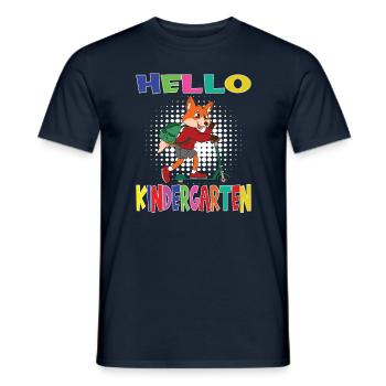 Bonjour Kindergarten Fox avec scooter - T-shirt homme - marine - Devant - AI Model Male 178 light (178cm)