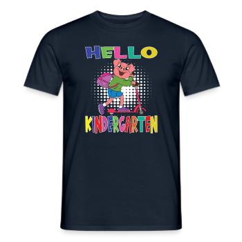 Hello Kindergarten Pig With Scooter - Men's T-Shirt - navy - Front - AI Model Male 178 light (178cm)