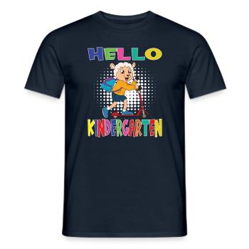 Hello Kindergarten Sheep With Scooter - Männer T-Shirt - Navy - Vorne - AI Model Male 178 light (178cm)