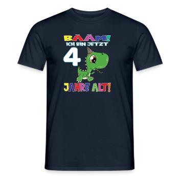 Bääm Ich Bin Jetzt 4 Jahre Alt Dino - Männer T-Shirt - Navy - Vorne - AI Model Male 178 light (178cm)