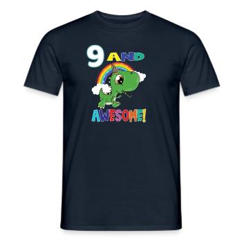 9 Et génial anniversaire Dino Boy - T-shirt homme - marine - Devant - AI Model Male 178 light (178cm)