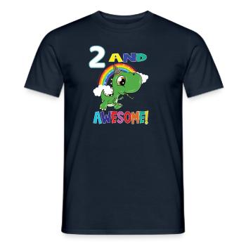 2 And Awesome Birthday Dino Boy - Men's T-Shirt - navy - Front - AI Model Male 178 light (178cm)
