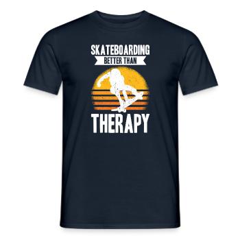 Le skateboard mieux que la thérapie - T-shirt homme - marine - Devant - AI Model Male 178 light (178cm)
