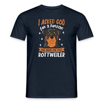J’ai demandé à Dieu une personne qu’il m’a envoyé mon rottweiler - T-shirt homme - marine - Devant - AI Model Male 178 light (178cm)