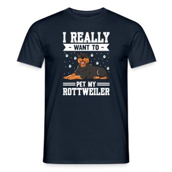 Je veux vraiment caresser mon Rottweiler - T-shirt homme - marine - Devant - AI Model Male 178 light (178cm)