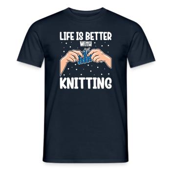 Life Is Better With Knitting - Männer T-Shirt - Navy - Vorne - AI Model Male 178 light (178cm)