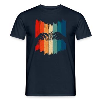 Retro Knitting Vintage Knitting - Männer T-Shirt - Navy - Vorne - AI Model Male 178 light (178cm)