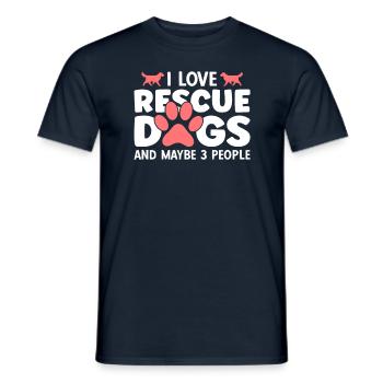 J’adore les chiens de sauvetage et peut-être 3 personnes - T-shirt homme - marine - Devant - AI Model Male 178 light (178cm)