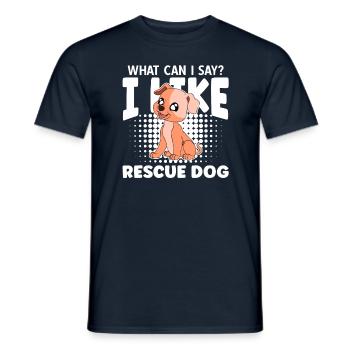 Que puis-je dire que j’aime Rescue Dog - T-shirt homme - marine - Devant - AI Model Male 178 light (178cm)