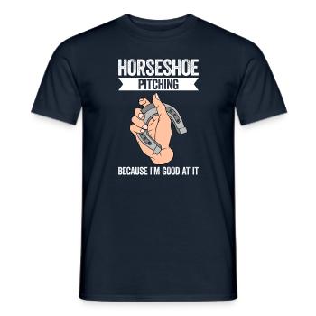 Horseshoe Pitching Because I'm Good At It - Men's T-Shirt - navy - Front - AI Model Male 178 light (178cm)