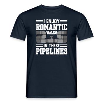 J’aime les promenades romantiques dans ces pipelines plombier - T-shirt homme - marine - Devant - AI Model Male 178 light (178cm)