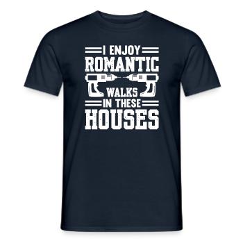 J’aime les promenades romantiques dans ces maisons charpentier - T-shirt homme - marine - Devant - AI Model Male 178 light (178cm)